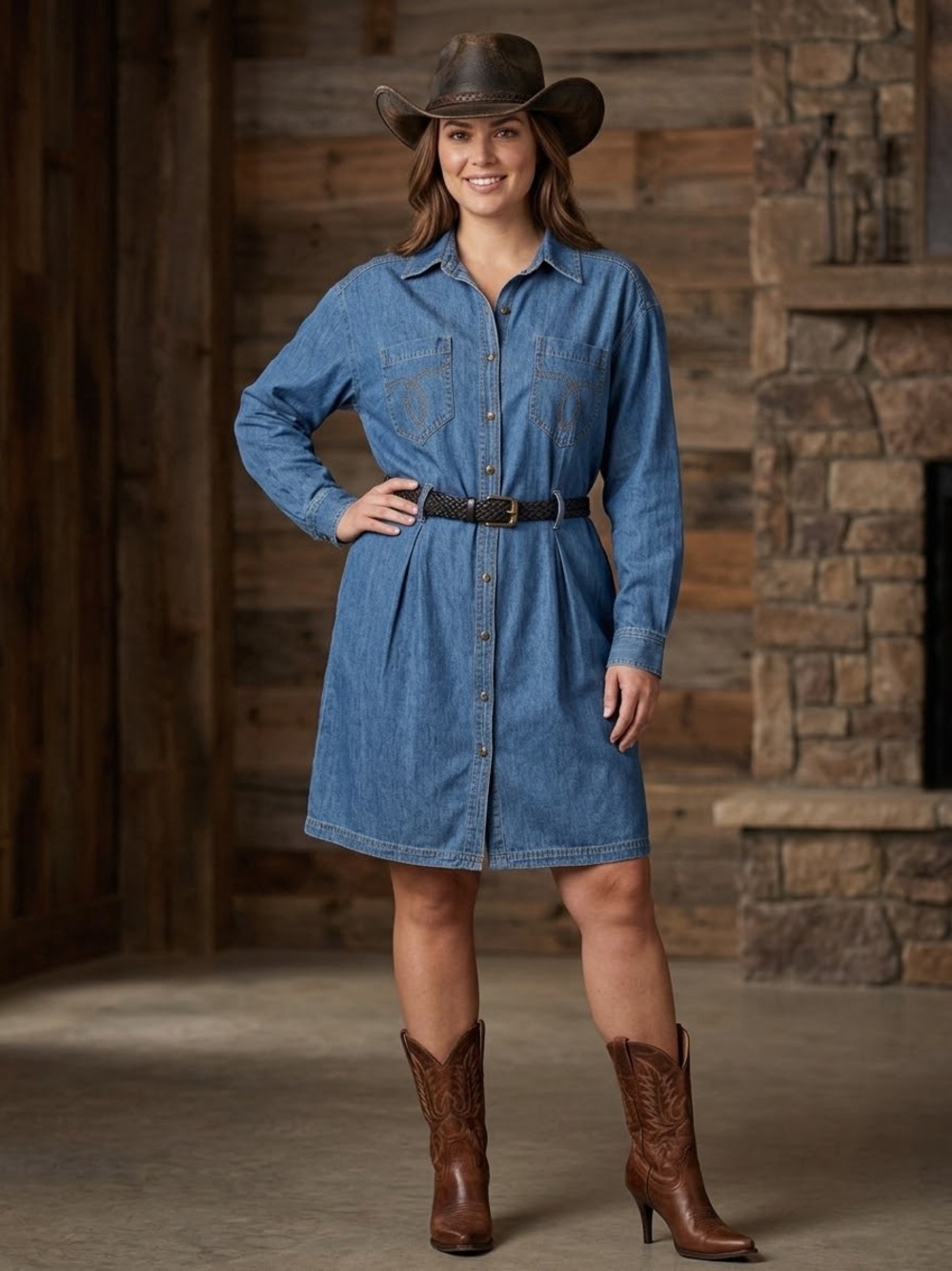 Vintage Bonnie Strauss denim shirt dress Medium